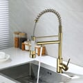 Pull Out Sprayer Kitchen Faucet Single Hole Double Spout Solid Brass