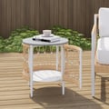 Ropipe 18.5" Round Outdoor Side Table with Storage Patio Weave Rope End Table in Khaki