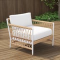 Ropipe Outdoor Armchair with Hand Woven Rope & White Polyester Cushion