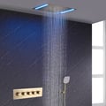Wall-Mounted 500mm Shower Set Rainfall 4 Functions Thermostatic in Gold