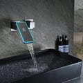 Led Digital Temperature Display Bathroom Rotating Faucet in Dark Gray