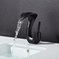 Modern Elegant Waterfall Bathroom Sink Faucet Single Handle Solid Brass in Black