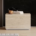 Modern 23"W Faux Travertine Nightstand 1 Drawer Bedside Table Set of 2