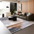 5' x 7' Abstract Brown Rug Polyester Rectangular Machine Washable Living Room Area Mat
