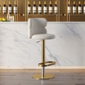 Set of 4 Affordable Luxury Adjustable Swivel Bar Stools with Velvet Upholstery Beige