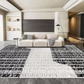 5'x7' Black&White Diatom Silk Indoor Waterproof and Stain-Resistant Rectangle Area Rug