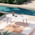 6-Person Oval Sintered Stone Top Outdoor Patio Dinning Table in White (70.9" Width)