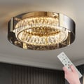  Crystal Dimmable Ceiling Lights 3 Modes LED Flush Mount Light with Remote Control