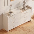 59"W Modern White 6 Drawer Dresser Chest Bedroom Storage Cabinet