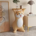 Modern Dog Side Table Resin Figurine with Gold Tray