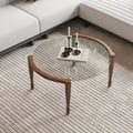 32" Round Glass Mid Century Modern Coffee Table with Wood Legs