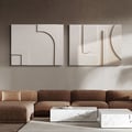 2 Pieces Japandi Abstract Wall Decor for Living Room 3D Hanging Art in White