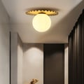 Golden LED Pleated Single Round Glass Flush Mount Ceiling Light