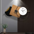 29.9" Modern 3D Brown Geometric Metal Silent Wall Clock