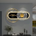 23.6" Modern LED Black & Gold Geometric Metal Silent Wall Clock