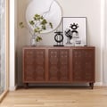 63'' Brown Wood Carved Modern Sideboard Cabinet 