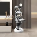 Astronaut Resin Figurine Silver Side Table with Tray Top