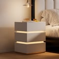 Lumio White 3-Drawer Nightstand with Light & Charging Station Set of 2