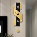 34.3" Geometric Digital Wall Clock Modern Gold & Black Oversized Wall Decor