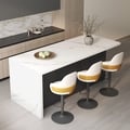 Conjunto Island & Stool Ilha de cozinha laminada moderna de 72" com 2 bancos de bar giratórios de veludo