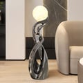 9" x 32" Silver Sculpture with Illuminated Sphere Art Decor