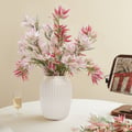 14" x 21" Artificial Flowers in White Ribbed Vase Art Decor