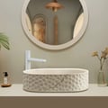 25" Stone Resin Oval Vessel Sink Japandi Washbasin