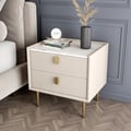 Sintered Stone Top 2-Drawer Leather Nightstand