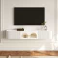1800mm White Sintered Stone Floating Wall-Mounted TV Stand