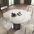 53.5'' Modern Round Faux Marble Dining Table Seats 4-6 People