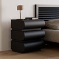 Humply Modern Black Leather Smart Nightstand with Wireless Charger Drawers Set of 2