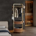 Coat Rack Stand with 2 Trays Saddle Leather Hall Tree