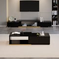 Mordelle Glossy Black Extendable TV Stand & Coffee Table Set