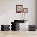 Humply Black Leather Makeup Vanity Set with 2 Smart Nightstands