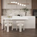 Ensemble d'îlots de cuisine extensibles de 2050 mm à 2680 mm et de 2 chaises de salle à manger en boucle blanche