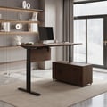 Modern Walnut L Shaped Adjustable Electric Standing Executive Desk Right Hand (63" )