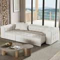 112" Power Boucle Pull out Sectional Sofa with Chaise