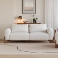 Curva 78" White Boucle Upholstered Wood Legs 2-Seat Sofa