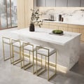 72" Japandi Style Wood Kitchen Island with Multi-Storage and LED Light White