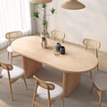 Fluve 1600mm-2000mm Oval Extendable Whitewash Dining Table Butterfly Leaf 4-6 Seater