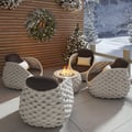 Tatta Weave Round Propane Outdoor Fire Pit & 4 Outdoor Chairs Set Woven Textilene Rope