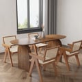 Dining Set 70.9" Japandi Dining Table Walnut with 4 Chairs