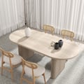 Dining Set 63"-79" Japandi Oval Extendable Dining Table Whitewash with 4 Chairs