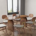 Dining Set 70.9" Japandi Dining Table Walnut with 6 Chairs