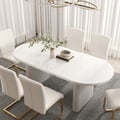 1600mm-2000mm Oval Extendable White Dining Table & 6 White PU Leather Dining Chairs