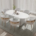 Conjunto de mesa de jantar branca de 63"-79" e 6 cadeiras de jantar