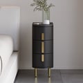 Sintered Stone Top 3-Drawer Leather Narrow Nightstand