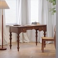 47.2" Rectangle Wood Mid Century with Drawers Walnut Office Desk