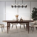 67"-79" Mid-Century Oval Extendable Dining Table Walnut Seats 4-8 People