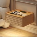 Floating Wooden Nightstand with Light & Charging Station